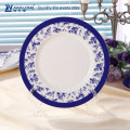 China Tangshan bone china custom dinner set / blue rim printed uniform dinner plate and bowl